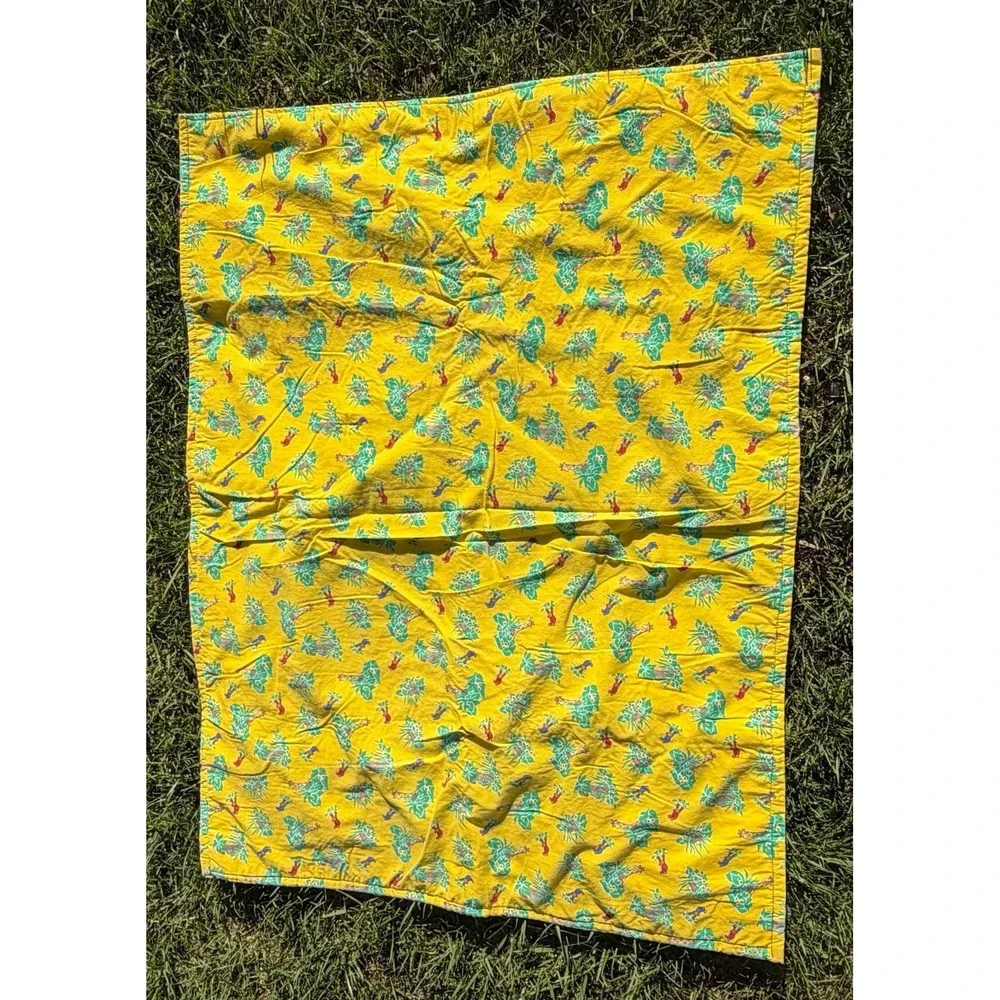 Vintage Baby Blanket Jungle Animals Monkey Giraffe Elephant‎ Quilt